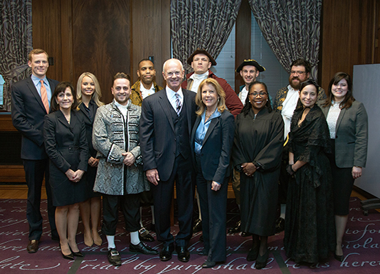 The cast of the trial against Aaron Burr inspired by Hamilton musical